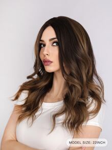 Peluca sintética largo rizado - Marrón - Ver 2