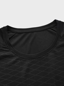 Men Argyle Print Raglan Sleeve Sports Tee - Black - View 4