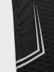 Men Argyle Print Raglan Sleeve Sports Tee - Black - View 5