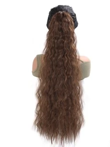 Extra Long Curly Ponytail Synthetic Hair Extension - Light Brown - View 4