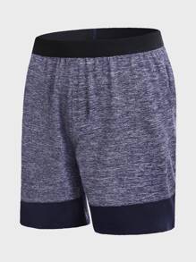 Men Space Dye Sports Shorts - Navy Blue - View 1