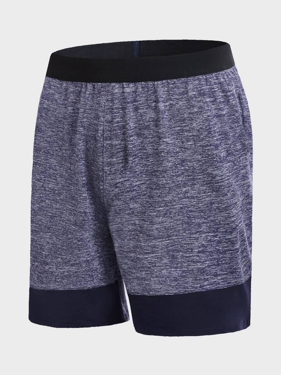 Men Space Dye Sports Shorts - Navy Blue - View 1