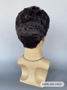 Men Short Curly Synthetic Wig - Black - View 4