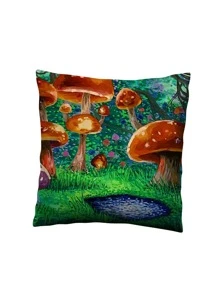 Alice Mushroom Print Cushion Cover Without Filler - Multicolor - View 3