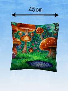Alice Mushroom Print Cushion Cover Without Filler - Multicolor - View 4