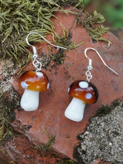 Fairycore 2pcs Mushroom Drop Earrings