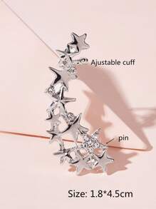 1pc Star Decor Stud Earring - Silver - View 3