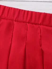 Conjunto de camiseta con estampado de letras y falda plisada casual de verano para niña - Multicolor - Ver 3