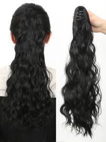 Medium Curly Ponytail Synthetic Hair Extension - Black - View 1