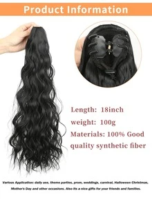 Medium Curly Ponytail Synthetic Hair Extension - Black - View 3