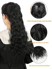 Medium Curly Ponytail Synthetic Hair Extension - Black - View 5