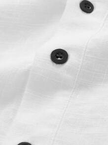 Manfinity VCAY Men Mock Neck Half Button Shirt - White - View 4