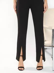 BizChic High Waist Split Hem Trousers - Black - View 5