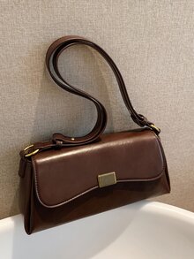 Minimalist Flap Bag - Coffee Brown - View 3