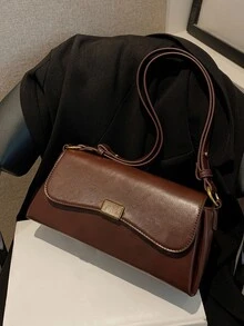 Minimalist Flap Bag - Coffee Brown - View 6