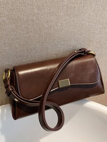 Minimalist Flap Bag - Coffee Brown - View 9