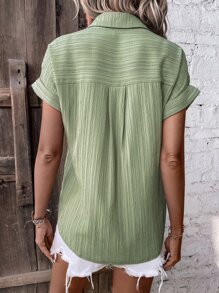 SHEIN LUNE Camisa de manga murciélago con botón delantero