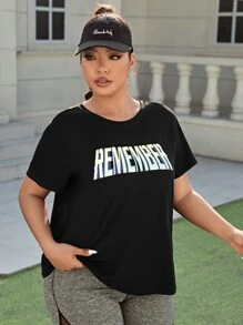 Plus Letter Graphic Sports Tee - Black - View 1