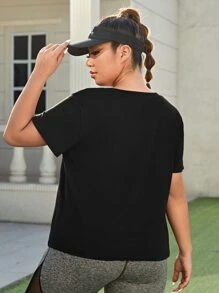 Plus Letter Graphic Sports Tee - Black - View 2