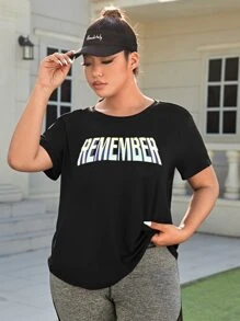 Plus Letter Graphic Sports Tee - Black - View 4