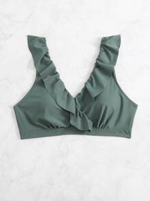 SHEIN Swim Curve Top bikini ribete con fruncido