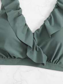 SHEIN Swim Curve Top bikini ribete con fruncido