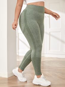 Yoga Basic 大碼寬腰帶運動打底褲 - 薄荷綠 - 查看 2