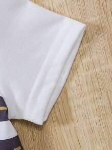 SHEIN Baby Boy Excavator Print Tee & Shorts - Blue and White - View 4