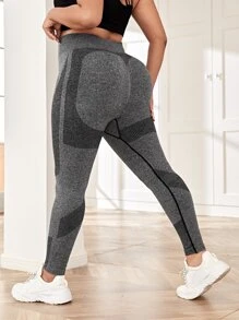 Easithlete 大碼四種寬腰帶運動打底褲 - 深灰色 - 查看 3