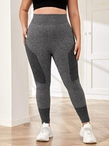 Easithlete 大碼四種寬腰帶運動打底褲 - 深灰色 - 查看 4