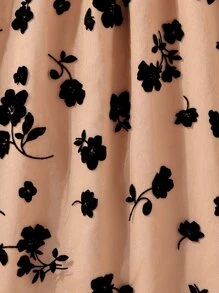 SHEIN Tween Girl Floral Print Mesh Overlay Cami Dress - Brown - View 6