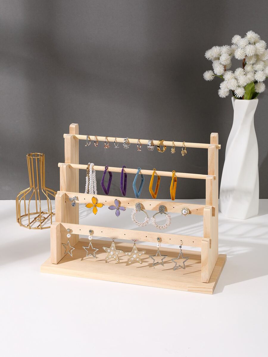 1 pieza Estante de almacenamiento de joya de madera - Amarillo - Ver 1