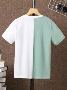 Boys Tiger & Letter Graphic Two Tone Tee - Multicolor - View 2