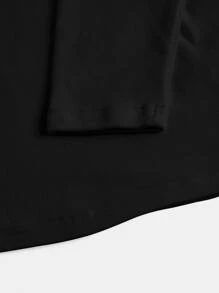 SHEIN BASICS Plus Mock Neck Dress Without Belt - Black - View 8