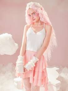 Sweetness Solid Criss Cross Cami Top - White - View 7