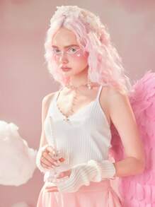 Sweetness Solid Criss Cross Cami Top - White - View 5