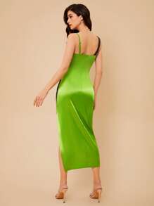 SHEIN Belle Colourblock Ruched Split Hem Dress - Multicolor - View 2