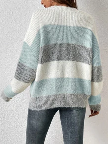 SHEIN Frenchy 撞色落肩袖套頭毛衣