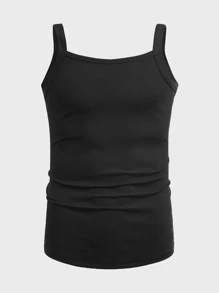 Manfinity Fever City Camiseta de tirantes de punto acanalado de unicolor para hombre, camiseta de tirantes negra lisa para regalo de novio - Negro - Ver 3