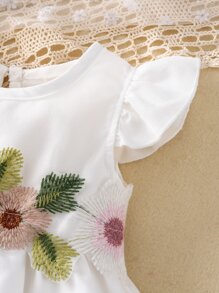 SHEIN Bebé Vestido body con diseño aplique ribete con fruncido - Blanco - Ver 4