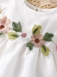 SHEIN Bebé Vestido body con diseño aplique ribete con fruncido - Blanco - Ver 5