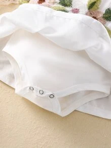 SHEIN Bebé Vestido body con diseño aplique ribete con fruncido - Blanco - Ver 6