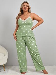 Bộ Giản Dị Kích Thước Lớn Tương phản ren Tim Gợi cảm - Màu xanh chanh - Xem 3