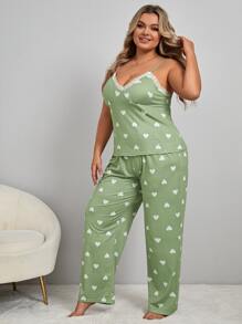 Bộ Giản Dị Kích Thước Lớn Tương phản ren Tim Gợi cảm - Màu xanh chanh - Xem 4