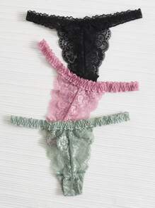 3pack Floral Lace Panty Set - Multicolor - View 2