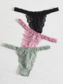 3pack Floral Lace Panty Set - Multicolor - View 3