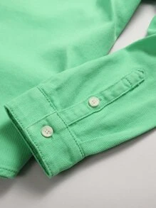 Manfinity Men Flap Pocket Denim Shirt Without Tee - Mint Green - View 5
