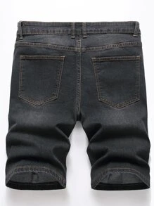 Manfinity Hombres Shorts mezclilla bermuda desgarro - Gris Oscuro - Ver 2