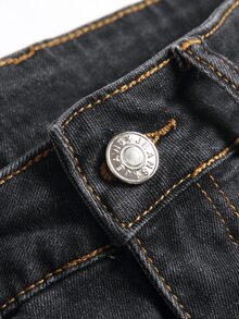 Manfinity Hombres Shorts mezclilla bermuda desgarro - Gris Oscuro - Ver 6