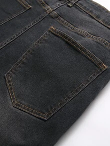 Manfinity Hombres Shorts mezclilla bermuda desgarro - Gris Oscuro - Ver 8